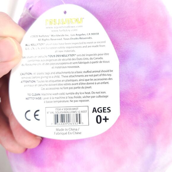 NWT Squishmallow 8" Shari The Tie Dye Sloth Valentines XOXO 2020 - Picture 5 of 8